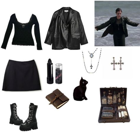 Nancy Outfit The Craft, The Craft Clothes Aesthetic, Goth Outfit Ideas Simple, Elvira Outfit Ideas, The Craft Outfits Movie, Nancy Downs Halloween Costume, Nancy Downs Outfit Ideas, The Craft Nancy Costume, 80s Horror Outfit