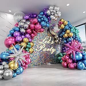 Disco Balloon Arch, 90s Disco Party, Disco Ball Balloons, Prom Party Decorations, Ball Balloons, 90s Disco, Colorful Party Decorations, Boys Birthday Party Decorations, Disco Birthday