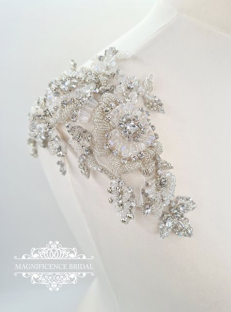 Bridal epaulettes, bridal applique, epaulettes, Shoulder Applique, Shoulder embroidery, luxury applique pair, dress embellishment, DEBORAH Shoulder Embellishment, Shoulder Applique, Bridal Embroidery, Shoulder Embroidery, Couture Beading, Bridal Trim, Wedding Bridal Dress, Wedding Applique, Embroidery Wedding