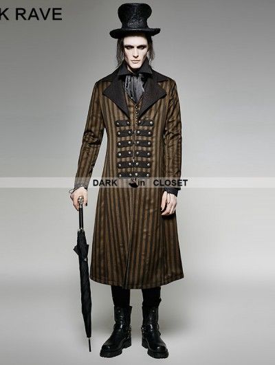 Black Steampunk, Striped Coat, Victorian Men, Steampunk Industrial, Steampunk Victorian, Punk Rave, Industrial Revolution, Jacket For Men, Bold Stripes