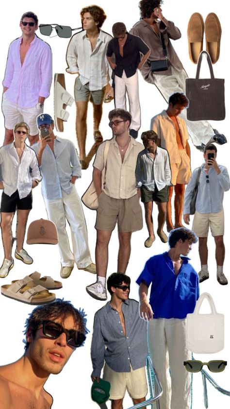 Outfit inspo Class Outfits, Greece Trip, Dubai Aesthetic, Beach Clothing, Summer 2025, Mama Mia, 2025 Vision, Europe Summer, Outfits Men