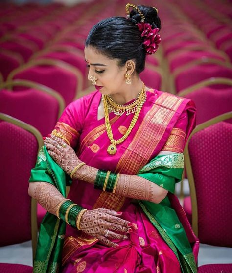 Marathi Bride, Indian Bride Makeup, Saree Hairstyles, Indian Wedding Gowns, Nauvari Saree, Bridal Sarees South Indian, Couple Wedding Dress, Indian Wedding Couple Photography, Saree Draping