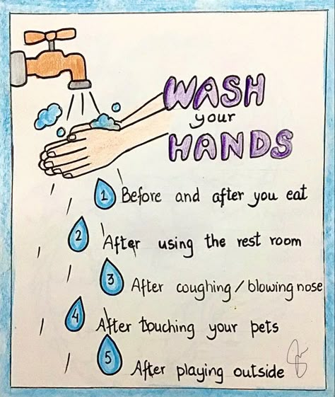 Awareness poster for kids Personal Hygiene Poster For Kids, Hand Hygiene Posters For Hospital, Health Awareness Poster Drawing, Cleanliness Quotes For School, Health And Hygiene Drawing, Hand Hygiene Posters Nursing, Global Handwashing Day Poster, Health And Cleanliness Project, Personal Hygiene Poster Ideas