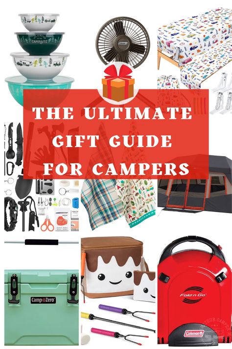 The Ultimate Gift Guide for Campers Camping Basket Ideas, Outdoorsy Gift Basket, Camping Gifts For Women, Camping Gifts For Him, Diy Camping Gifts, Camper Gift Ideas, Camping Gift Basket Ideas, Camping Christmas Gifts, Cool Camping Gear