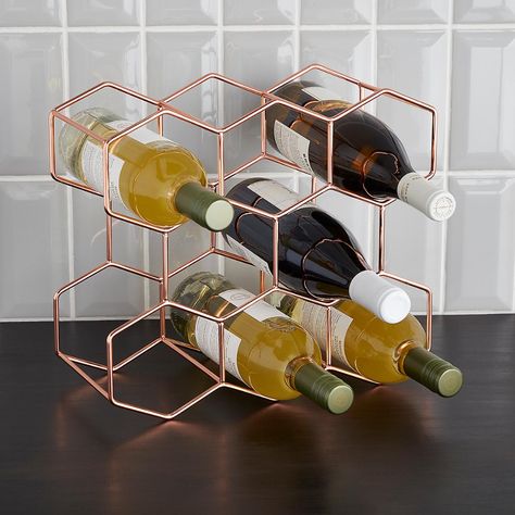 8-Bottle Rose Gold Wine Rack | The Container Store Wine Racks For Small Spaces, Wine Rack Ideas, Small Wine Rack, Diy Wine Rack Projects, Wine Rack Projects, Small Wine Racks, Flat Inspiration, Countertop Wine Rack, Wishlist 2022