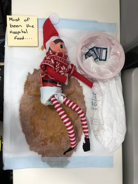 Our PACU elf on the shelf idea.. 😂 Elf On The Shelf Ideas Funny Medical, Elf On The Shelf Hospital Edition, Elf On The Shelf Healthcare Ideas, Elf On The Shelf Healthcare, Nurse Elf On The Shelf, Elf On The Shelf Medical Office, Healthcare Elf On The Shelf, Elf On The Shelf Nurse Ideas, Nursing Elf On The Shelf Ideas