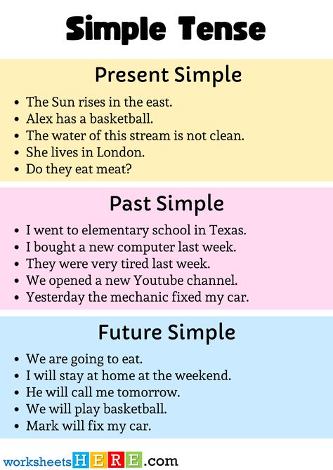 Future Past Present, Tenses Sentences, Future Simple Tense, English Presentation, 10 Sentences, Simple Present Tense, Simple Present, Future Tense, Verb Worksheets