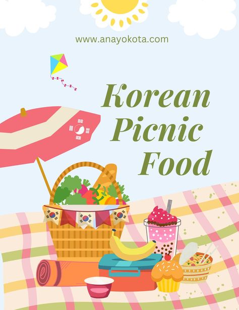 Asian Picnic Food Ideas, Korean Picnic Food, Asian Picnic, Korean Dinner Recipes, Korean Picnic, Korean Dinner, Picnic Drinks, Korean Drinks, Korean Food Recipes