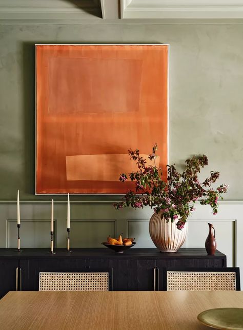 22 Fall Color Schemes to Incorporate This Season Old Greenwich, Fall Color Schemes, Paint Trends, Green Dining Room, Orange Color Schemes, Gold Color Palettes, Eclectic House, Orange Interior, Custom Furniture Design