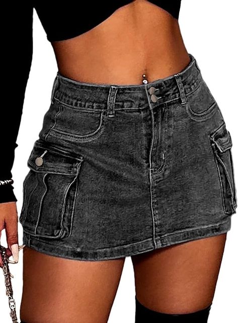 Jean mini skirt outfit