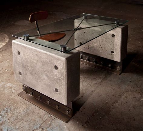 Industrial Style Concrete Furniture by Brutal Design Industrial Brutalism, Industrial Furniture Design, Brutalism Furniture, Concrete Desk, Concrete Furniture Interior, Concrete Furniture Design, Industrial Style Interior Design, Concrete Interior Design, Cement Furniture