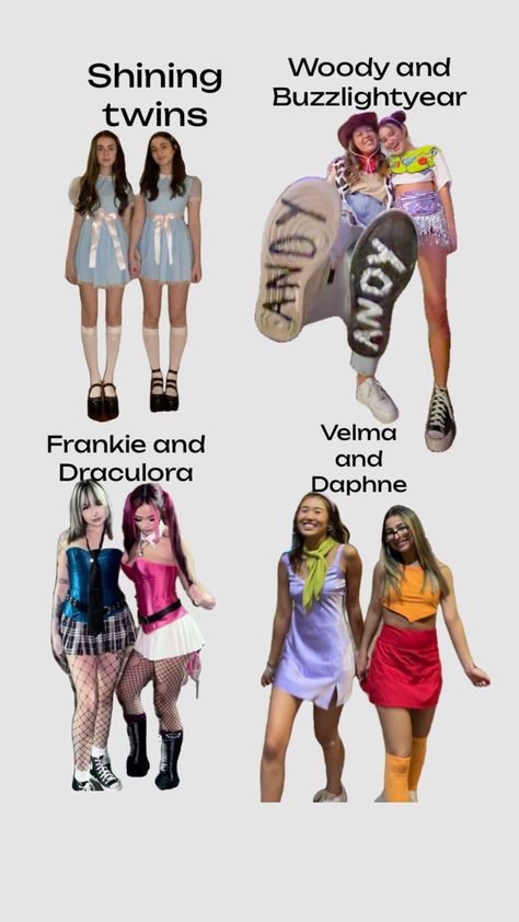 Super Easy Duo Costumes, Tv Show Duo Costumes, Iconic Duos Best Friends Movies, Duo Costume Ideas Best Friends Funny, Very Easy Halloween Costumes, Duo Character Costumes, Iconic Female Duos, Singers Costumes Ideas, Costume Party Ideas