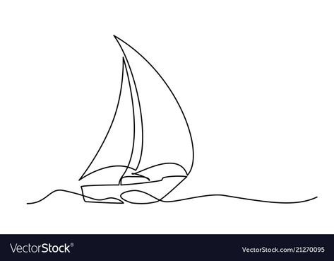 Sailboat Line Art, Sailboat Line Drawing, Sailboat Outline, Sailboat Tattoo, Boat Tattoo, One Line, Boat Drawing, Minimalist Drawing, One Line Drawing