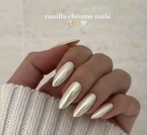 Nails For Mixed Skin, Coloured Chrome Nails, Chrome Nails Colors, Vanilla Chrome Nails, Chrome Nail Colors, White Chrome Nails, Gold Chrome Nails, Chrome Nails Designs, Nails Today