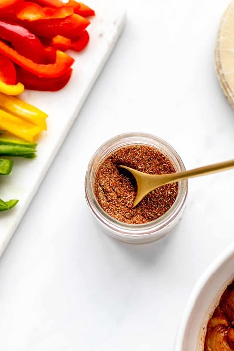 Authentic Fajita Seasoning Recipe - Haute & Healthy Living Dairy Free Soy Free Recipes, Diy Condiments, Fajita Seasoning Recipe, Fajita Mix, Fajita Seasoning Mix, Fajita Spices, Food Prep Ideas, Gf Dinner, Chicken Fajita Casserole