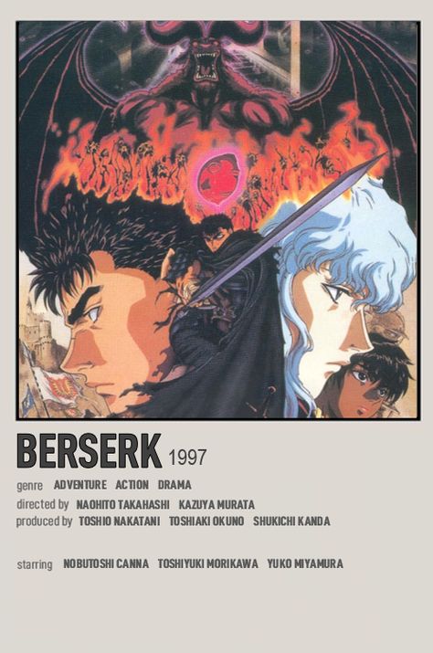 Berserk 90s Anime, 90s Anime Shows, 90 S Anime, Berserk Minimalist Poster, Berserk Anime Poster, Berserk Poster Manga, 90s Anime Recommendations, Berserk Title, Anime Show Posters