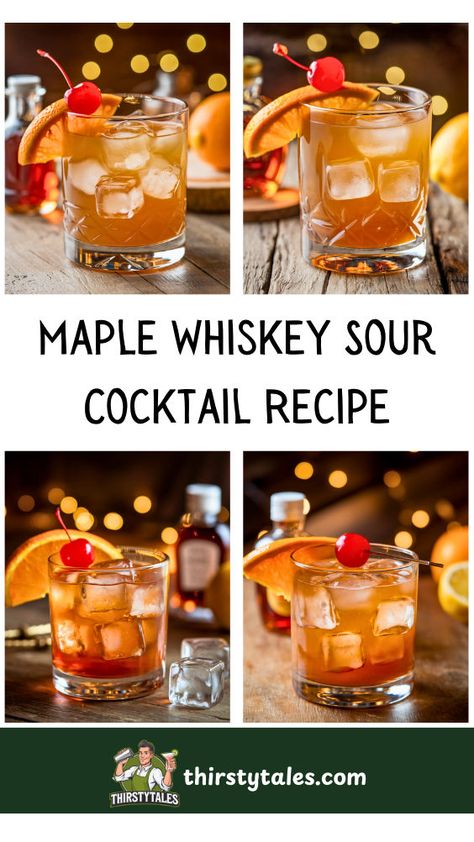 "Indulge in the perfect blend of flavors with this Maple Whiskey Sour Cocktail Recipe! Ideal for autumn gatherings, this delightful drink combines the rich taste of maple whiskey with the classic whiskey sour twist. Perfect for fall cocktail recipes, this Maple Whiskey Sour is a must-try among whiskey sour recipes. Elevate your seasonal celebrations with this spiked apple cider-inspired drink, featuring a hint of apple schnapps for an extra kick.! " Maple Whiskey Sour, Sour Recipes, Fall Cocktail Recipes, Whiskey Sour Cocktail, Apple Schnapps, Whiskey Sour Recipe, Maple Whiskey, Unique Cocktail Recipes, Spiked Apple Cider