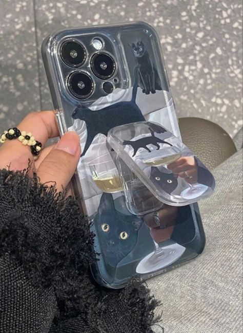 Cute 3D Black Cat Push-pull Bracket Phone Case For iPhone 13 12 11 Pro Iphone 15 Pro Aesthetic Case, Casing Hp Aesthetic Black, I Deserve The Best, Nail Growth Tips, Retro Phone Case, Cat Phone Case, Iphone Case Collection, Cute School Stationary, Cats Case