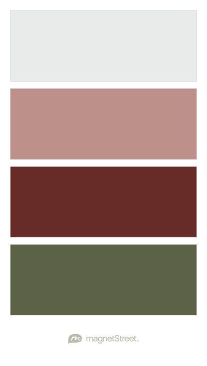 Winter White, Ash Rose, Merlot, and Ivy Green Wedding Color Palette - custom color palette created at MagnetStreet.com Green Maroon Color Palette, Wine And Green Color Palette, Burgundy And Green Bedroom, Burgundy And Green Color Palette, Merlot Color Palette, Burgundy And Green Palette, Green And Burgundy, Burgundy And Green Living Room, Maroon And Green Color Palette