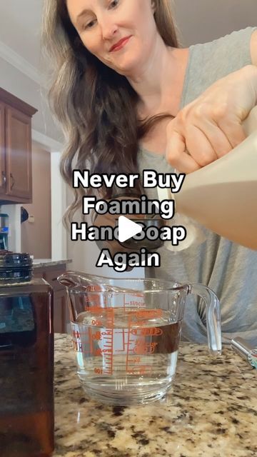 Colleen Mason | Large Family Life & Motherhood on Instagram: "Mom/homemaking hack you do NOT want to miss… 🤌🏻

😍I love sharing mom hacks and this is a GOOD one…
Follow @colleencmason so you don’t miss any! 

🛑I stopped buying hand soap years ago and will never go back. This saves me money AND keeps the toxins out of my home and children. 😉

👩‍🍳The Recipe: 
1 1/2 Cups filtered water 
2/3 Cups Castille Soap
1 teaspoon Vitamin E Oil
1 teaspoon Sweet Almond Oil
10-15 drops essential oil (We use Germ Fighter Blend.)

👏🏻That’s literaly it! Whisk together and fill your foaming hand soap bottles. Done!

✨You can check out my Amazon Storefront linked in my bio for everything I use.

❤️I hope you love it. Like this reel and let me know in the comments if you do this or if you’re gonna try i Natural Homemade Cleaning Recipes, Family Habits, Hand Soap Recipe, Diy Foaming Hand Soap, Diy Hand Soap, How To Make Magic, Castille Soap, Makeup Recipes, Instagram Mom