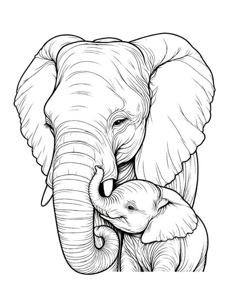 Free Printable Elephant Coloring Pages Elephant Drawing Simple, Elephant Art Drawing, Cartoon Elephants, Elephant Coloring, Elephant Sketch, Alphabet Animals, Mythological Animals, Family Coloring Pages, Elephant Coloring Page