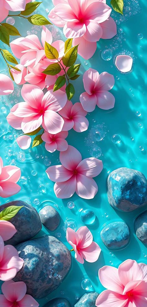 Girly Spring Wallpaper Iphone, Orchid Wallpaper Iphone, Transparent Wallpaper Iphone, Beautiful Lock Screen Wallpaper, Flowers In Water Aesthetic Wallpaper, Bright Flower Wallpaper, Iphone 14pro Max Wallpaper, Teal And Pink Wallpaper, Themes For Mobile Phone