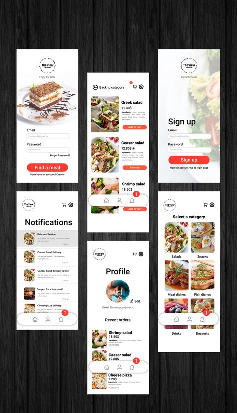 The goal of the project is to create a mobile food delivery application specifically for a restaurant. During the project, I conducted research, made wireframes, and created an interactive prototype. Login Page Design, Notification App, Restaurant App, Wireframe Design, Instagram Template Design, Bakery Shop, Restaurant Food, Ux Ui, Wireframe