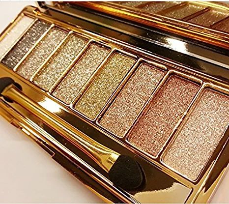 Amazon.com : Zinnor 9 Colors Shimmer Eyeshadow-Eye Shadow Palette & Makeup Brush & Mirror Set-Women Cosmetic Diamond Bright Colorful Makeup Glitter Waterproof Eye Shadow Palette Set Eyeshadow Powder : Beauty & Personal Care Gold Glitter Eyeshadow, Sparkle Eyeshadow, Bold Eyeshadow, Gold Eyeshadow Palette, Shimmer Eyeshadow Palette, Gold Eye Makeup, Shimmer Makeup, Makeup Glitter, Glitter Eyeshadow Palette