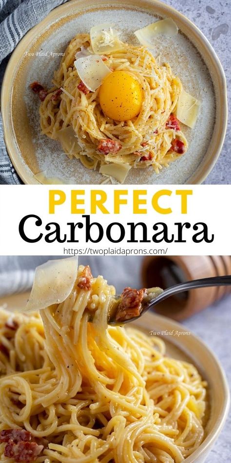 Carbonara Pasta For One, Simple Fresh Pasta Recipes, Carbonara Pasta For Two, Carbonara Suppli Recipe, Spaghetti Carbonara Vegetarian, Cabinarra Pasta, Italian Carbonara Authentic, Carbonara For One, Best Carbonara Recipe Creamy