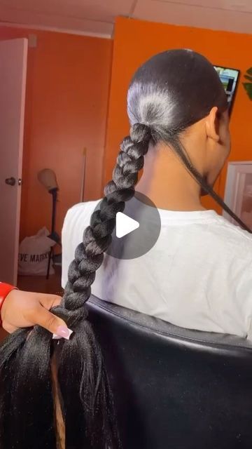 Ponytail Braided Hairstyles Black, 4 Braids Hairstyle Natural Hair, How To Braid A Ponytail, Braided Ponytail With Braiding Hair, Braids Across Top Of Head, Ponytail For Black Women Weave, Easy Quick Braids For Black Hair, Natural Braid Ponytail, Clip Extensions Hairstyles