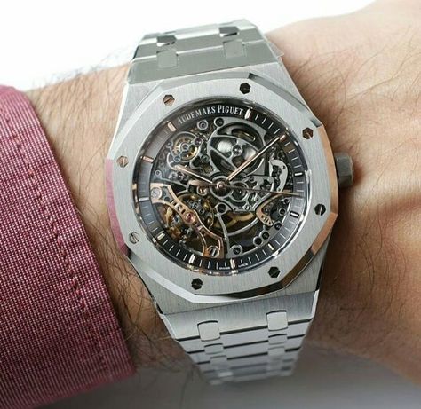 Royal Oak Double Balanced Wheel Open Work by Audemars Piguet Ap Skeleton, Audemars Piguet Diver, Audemars Piguet Gold, Ap Royal Oak, Audemars Piguet Watches, Balance Wheel, Dream Watches, Mens Fashion Classy, Classy Jewelry