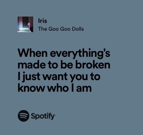 Iris Lyrics Goo Goo Dolls, Iris Goo Goo Dolls Tattoo, Iris Spotify, Iris The Goo Goo Dolls, Esme Core, Iris Song, Goo Goo Dolls Iris, Iris Core, Iris Lyrics