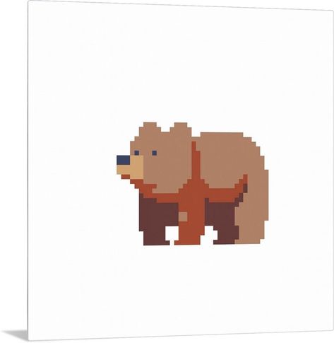 Pixel Art Ideas Cottagecore Pixel Art, Pixel Art Bear, Bear Pixel Art, Bear Cross Stitch, Voxel Art, Bear Character, Pixel Art Characters, Beads Ideas, Pixel Pattern