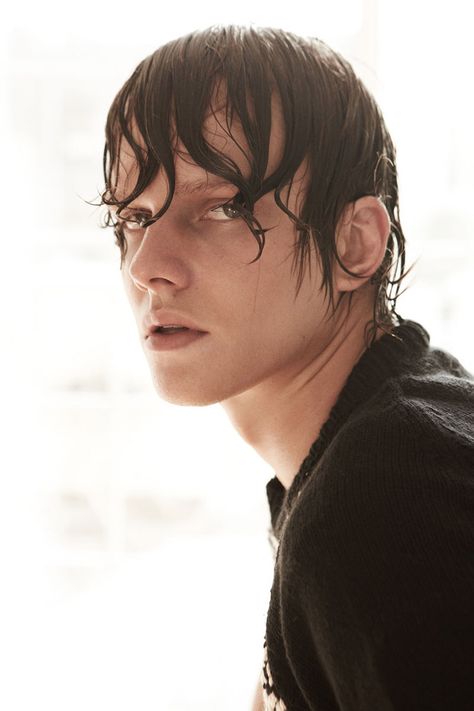 Leo Bruno Rocks the Wet Hair Look for Skye Tan Shoot Wet Hair Look Men, Wet Hair Look, Wet Look Hair, Mens Fashion Editorial, Event Makeup, Men Photoshoot, Male Makeup, Creative Hairstyles, Photography Poses For Men