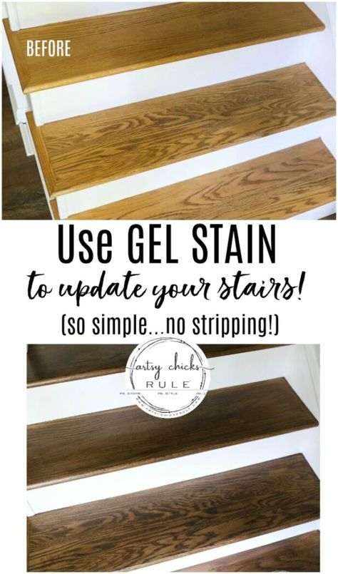 Refinish Stairs Wood, Refinishing Wood Stairs, Small Entry Paint Colors, Stair Refinishing Ideas, Refinishing Stairs Wood, Sanded Stairs, Gel Stain Stairs, Refinish Wood Stairs, Easy Stairs Makeover