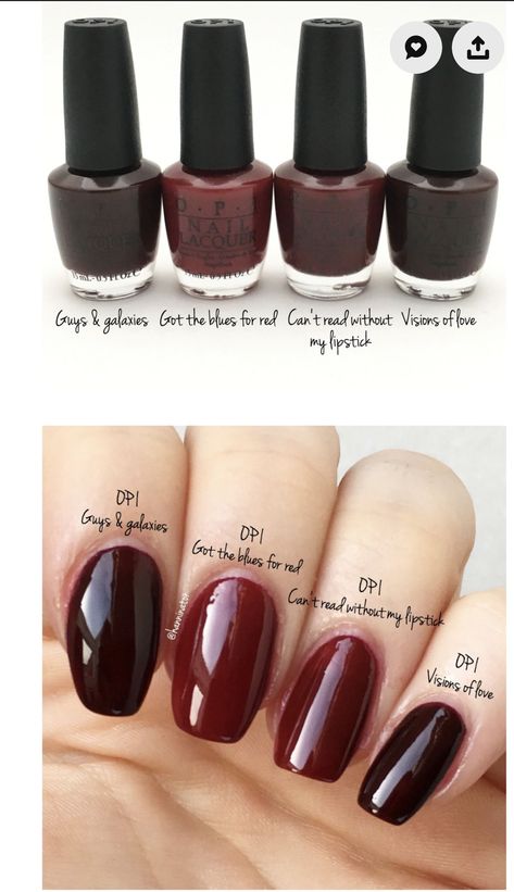 Opi Autumn Colours, Opi Cherry Mocha, Cherry Mocha Nails Opi, Opi Nail Polish Colors Winter 2023, Opi Wine Colors, Fall Nails On Dark Skin, Dark Autumn Nails Colour, Opi Dark Colors, Oxblood Nail Polish