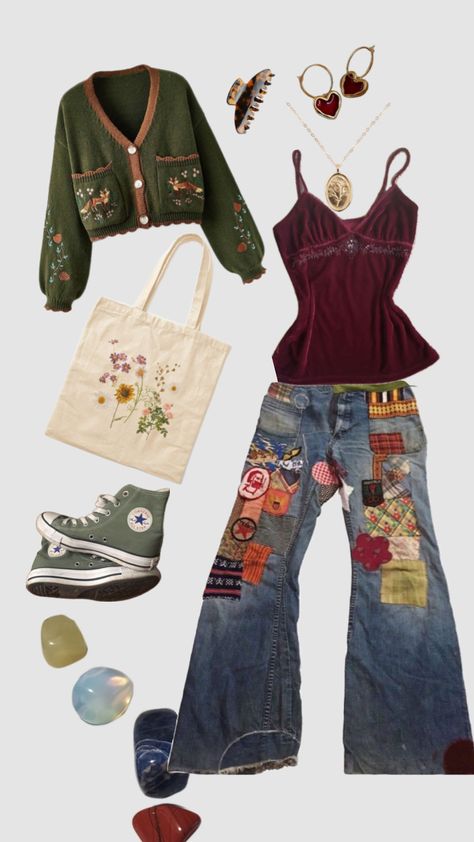 Artsy Outfits For Women, Formal Hippie Outfit, 2000s Indie Fashion, Naturecore Aesthetic Outfit, Free Spirit Aesthetic Outfit, Grandma Fashion Aesthetic, Thrifting Aesthetic Outfits, Artsy Fashion Aesthetic, Grunge Boho Outfits