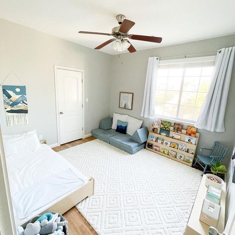 🛏️Montessori Toddler Bedroom🛏️ Finally sharing B’s room! Will you save this 📥 for Monti bedroom inspo? Elements of B’s Monti Toddler… | Instagram Toddler Boy Room With Floor Bed, Toddler Room For Boy And Girl, Toddler Room With Floor Bed, Floor Bed Toddler Room, One Year Old Bedroom Ideas, Simple Montessori Bedroom, Toddler Safe Bedroom, Toddler Room Floor Bed, One Year Old Room Ideas Boys