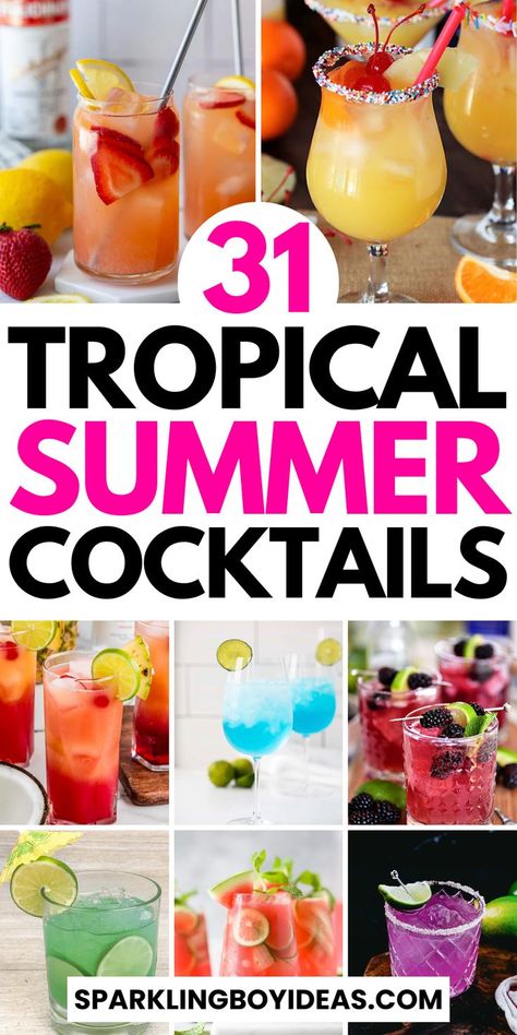 Summer cocktails to sip in style. Discover refreshing summer drinks and tropical cocktail recipes that are perfect for poolside parties or beach party fun. Try our frozen cocktails and summer sangria variations packed with fresh fruits. Experiment with citrus drinks or cool off with cooling cucumber cocktails. Our summer margarita recipes and berry cocktails for summer will enhance any gathering. Don't forget to check cold coffee recipes, and summer mocktail recipes for all to enjoy! Easy Beach Drinks Alcohol Recipes, Alcoholic Drinks For Summer, Summer Cocktails Beach, Summer Drinks Party, Pool Party Cocktails Alcohol, Summertime Drinks Alcohol, Mocktails For Pool Party, Cool Cocktails Recipes, Yummy Mixed Drinks Alcohol