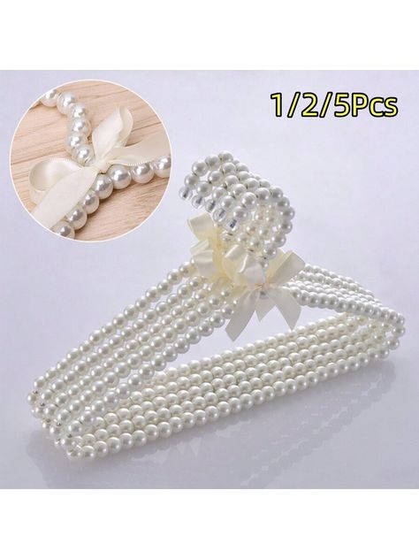 1/2/5/10pcs Faux Pearl Beaded Bow Clothes Hanger, 40cm Plastic Clothes Rack, Faux Pearl Dress Pants Coat Hangers For Adult Clothes,Princess Clothespins Wedding Dress HangerI discovered amazing products on SHEIN.com, come check them out! Bow Clothes, Bow Hanger, Beaded Bow, Clothes Pegs, Wedding Dress Hanger, Plastic Clothes, Tools For Women, Dress Hanger, Wedding Hangers