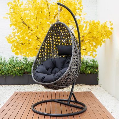 Outdoor Patio Rattan Egg Shaped Swing Chair - Tanfly Outdoor Furniture Egg Outdoor Chairs, Egg Shaped Chair, Rattan Egg Chair, Egg Chairs, Hanging Rattan, Tv Unit Furniture Design, Swing Chair Outdoor, Patio Swing, Free Furniture