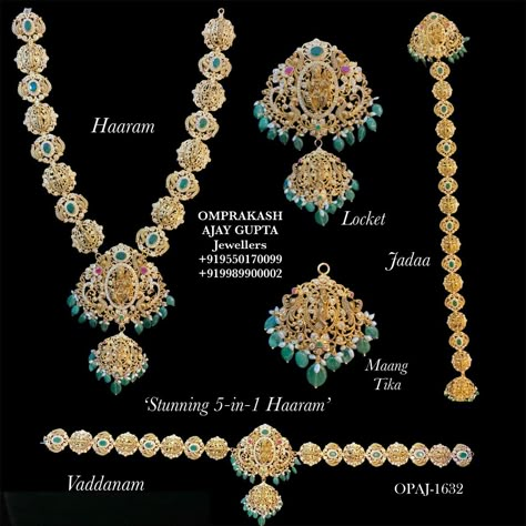 5 In 1 Gold Jada Designs, Detachable Gold Jewellery, 2 In 1 Haram And Jada, Jada Gold Design, 5 In One Vaddanam, Vadanam And Haram 2 In 1, 3 In 1 Haram Designs, 5 In 1 Haram Designs, 5 In 1 Vaddanam Designs