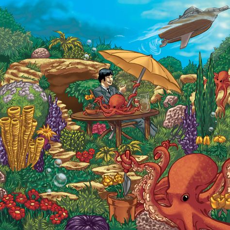 Octopus Garden by bigjackstudio on DeviantArt Octopus Garden Beatles, Yellow Submarine Art, Beatles Artwork, Octopus Garden, Garden Tattoos, Underwater Painting, Garden Drawing, Garden Images, Pinterest Management