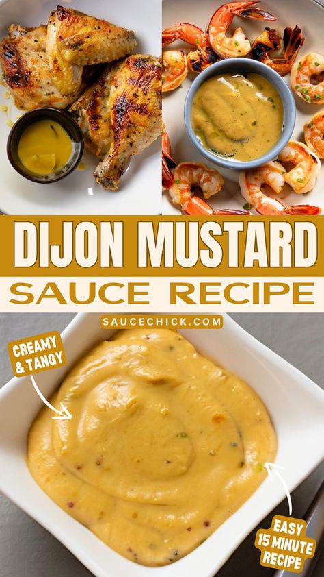 Dijon Mustard Sauce Recipe for a Tangy Kick Tangy Mustard Sauce, Dijon Cream Sauce Recipe, Mustard Sauce For Pork, Mustard Sauce Recipe, Dijon Cream Sauce, Creamy Sauces, Dijon Mustard Sauce, Wing Sauce Recipes, Creamy Mustard Sauce