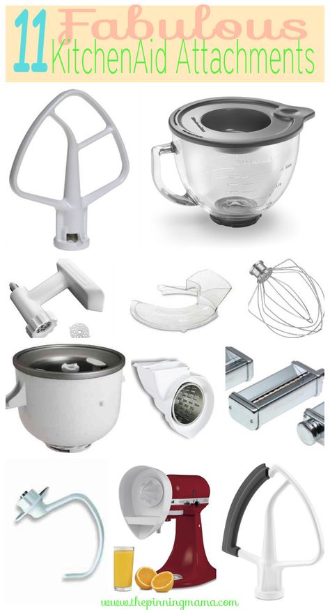 11 Best Attachments for your KitchenAid Mixer - CLick here to see what they are and why you need them! Best Kitchenaid Mixer, Stand Mixer Recipes, Kitchen Aid Recipes, Mixer Recipes, Kitchenaid Mixer, Kitchenaid Stand Mixer, Kitchen Helper, Cooking Gadgets, Baking Tips