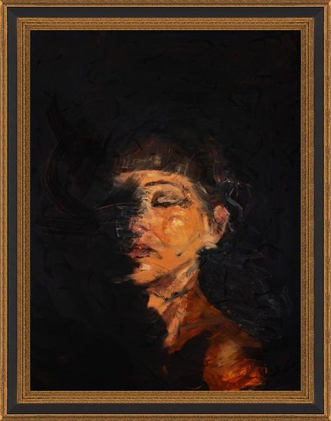 Dark Moody Expressive Portrait by Michelle Collins on Artfully Walls | Artfully Walls Dark Woman Art, Michelle Collins, Moody Artwork, Neutral Pallet, Moody Painting, Moody Art, Artfully Walls, 90s Girl, Artist Wall