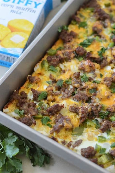 Mexican Cornbread Strata - The Healthy Home Cook Cornbread Breakfast, Strata Recipes Breakfast, Artisan Bread Recipe, Gluten Free Artisan Bread, Strata Recipes, Breakfast Strata, Mexican Cornbread, Vegetarian Sausages, Easy Breakfast Recipe