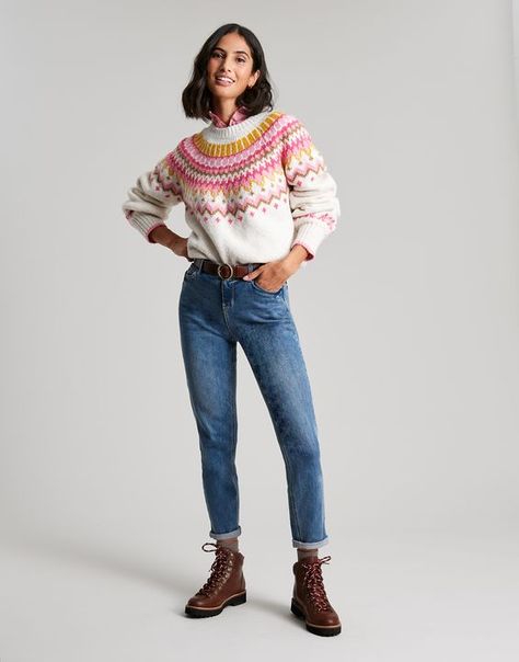 Allie null Fair Isle Sweater , Size US 6 | Joules US Modern Fair Isle, Fair Isle Jumper, Bright Sweater, Fluffy Yarn, Jersey Outfit, Fair Isle Pattern, Fall Fits, Fair Isle Sweater, Fall Style