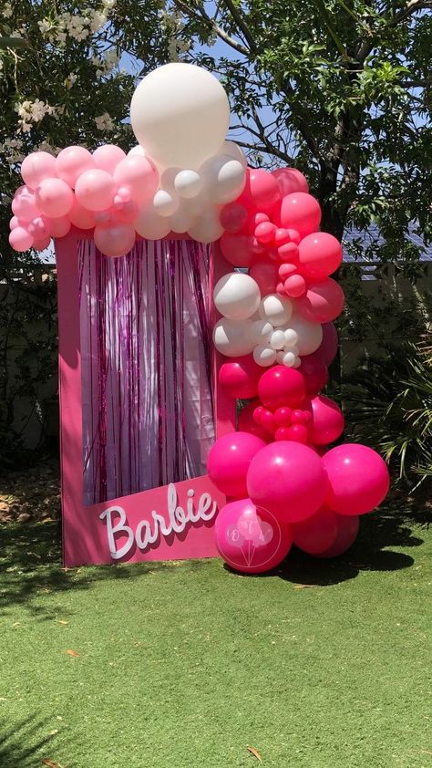 Hello Barbie Lets Bach Party, Barbie Backdrop Photoshoot, Barbie Box Birthday, Grownup Barbie Party, Diy Barbie Photoshoot, Purple Barbie Birthday Party, Barbie 60th Birthday, Barbie 25th Birthday, 18th Birthday Barbie Theme