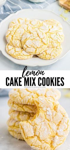 Best Lemon Cookies, Lemon Cake Cookies, Lemon Cake Mix Recipe, Lemon Cake Mix Cookies, Lemon Cookies Easy, Cake Box Cookies, Lemon Cake Easy, Easy Cookie Recipe, Lemon Crinkle Cookies